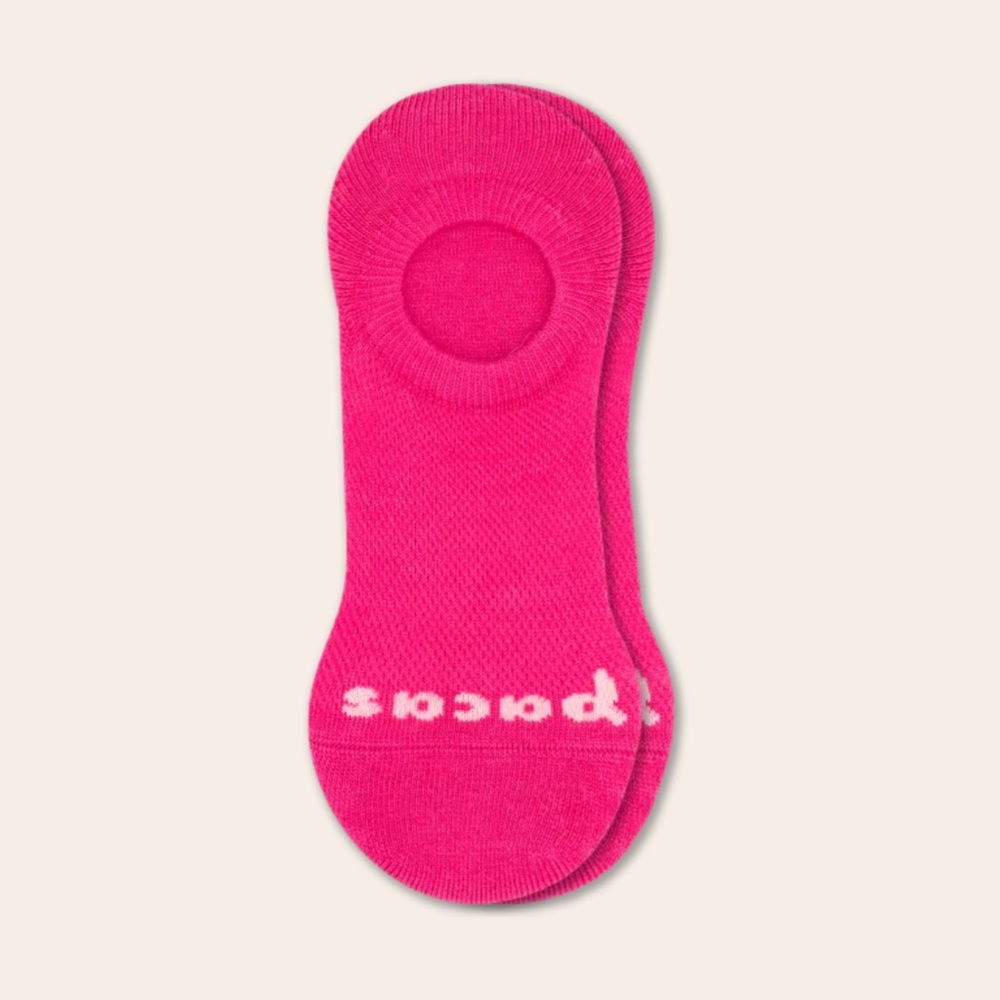 NEW Pacas Women's S no-show padded socks hot pink color alpaca wool $10 retail!